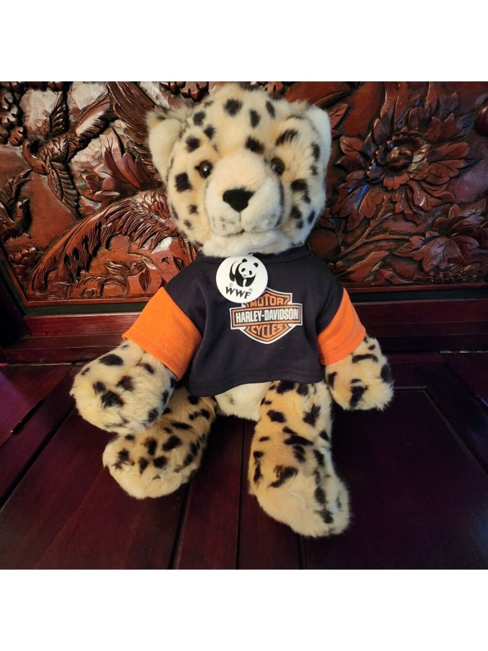 Build-A-Bear Leopard Plush W/ Harley-Davidson Shirt & WWF Pin 2007 Collectibear
